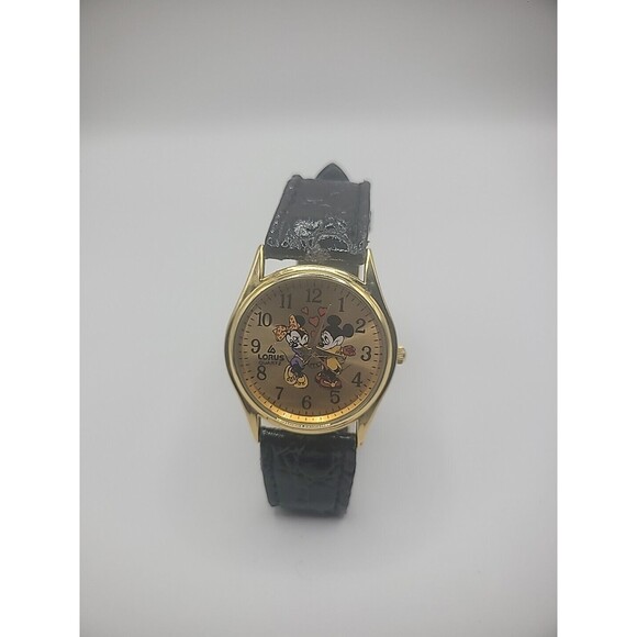 Vintage Lorus Mickey Mouse Minnie Mouse Love is in Air Wristwatch Leather Band - Picture 10 of 10